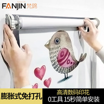 ins Nordic printing waterproof roller shutter lift toilet bathroom kitchen Louver Curtain blackout-free punch