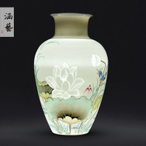 Jingdezhen ceramic half knife mud hand-painted vase flower arrangement Chinese home living room TV cabinet decoration crafts ornaments