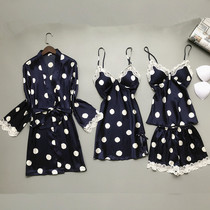 Japanese Silk Pyjamas Womens Summer Sexual Sensation With Chest Cushion Ice Silk Harnesses Sleeping Skirts Shorts Four Sets of Thin Family Clothing