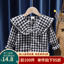 Girls autumn cardigan jacket 2022 new small and medium childrens Korean version of the foreign style long-sleeved shirt baby girls top trend