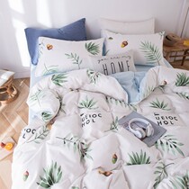 ins Wind Net red cotton bed 4 four sets of cotton Nordic quilt cover hipster sheets student dormitory three sets