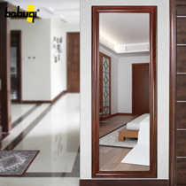 American full-length mirror Wall-mounted three-dimensional change mirror Solid wood full-length mirror wall-mounted household wall-mounted floor-to-ceiling mirror Fitting mirror