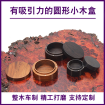 Solid wood round wooden box Mahogany printing clay box plate incense box Whole wood seal box Badge collection round box Headphone box