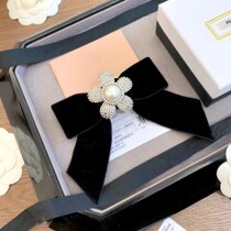 Miu New Products Diamond Flowers Solid Pearl Hair Clip Miu Black Sky Goose Down Butterfly Knot Hair Stirrup Temperament Hair