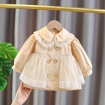 Girls spring and autumn style clothes 2023 new baby lace dress jacket fall Children foreign air autumn clothes childrens clothes