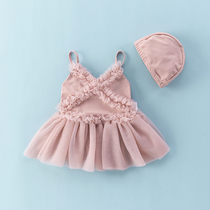 Girls conjoined Net red dress style swimsuit foreign baby girl cute little Princess swimsuit Korean girl child tide