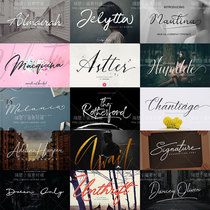 Font collection PS elegant handwritten English Flower Body character LOGO wedding poster design font material