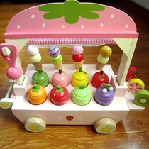 Boys and girls wooden simulation ice cream cone Ice cream machine Ice cream cart Childrens house toy gift