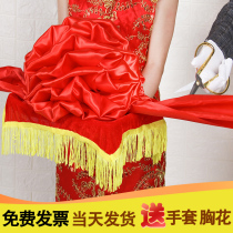  Ribbon-cutting flower ball opening celebration big red flower set supplies Red hydrangea gold scissors tray cutting ribbon props