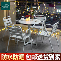 Outdoor Table And Chairs Patio Balcony Small Table And Chairs Outdoor Open-air Garden Villa home Milk Tea Shop White Iron Art Table And Chairs