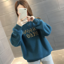 Early autumn plus velvet thickened sweater 2021 new womens womens spring and autumn winter Korean version of loose foreign-style jacket tide