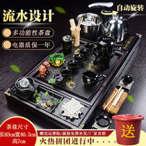 69 Running water Lucky tea set Full set Purple Sand Kung Fu automatic electric tea stove Solid wood tea tray Tea table Tea ceremony