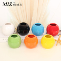 Solid color simple modern round ball bean sprouts ceramic home small vase flower vase flower arrangement Wedding home decoration ornaments