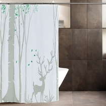 ?Bathroom shower curtain set free punching waterproof thickening mildew-proof bathroom should be partitioned curtain home European bath curtain