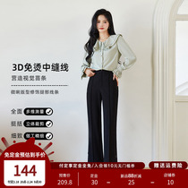 (2 24 new items pre-sold) paid deposit free of charge) blue-language women with high waist microlao casual pants