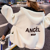Vanya Linked Lamb Coat Woman Winter Young Han Edition Fashion thicker white cotton clothes with short coats