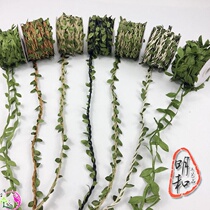 Green forest rattan hemp rope with leaves cake edge hemp rope handmade creative decoration material rope multi-purpose