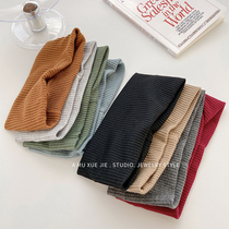  Knitted hairband womens wide-brimmed Korean ins net red solid color summer thin headband sweat-absorbing running face wash headband