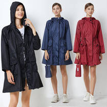 Raincoat ladies adult Fashion Net red tremble tone brand set long outdoor light travel non disposable poncho