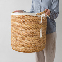 Naturally Vietnam Indonesia Old autumn rattan straw dirty clothes basket large cat ears round bucket