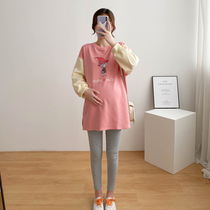 Autumn New Product round neck pullover pregnant woman sweater loose top leggings Fashion 2 piece spring and autumn pregnant women set