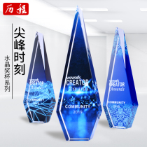 Crystal trophy custom medal custom Excellent staff competition champion award Creative color printing production Free lettering