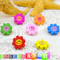 7 Colors 7 Grain Woody Sun Flowers Creative Cork Big Head Figure Nail to nail wall Colorful Nails Wall Nails