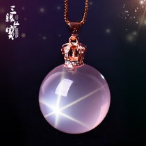 Three Yuan treasure starlight powder crystal ball pendant Transfer beads Crown powder crystal peach flower necklace Female clavicle chain jewelry