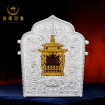 Glorious impression S990 sterling silver inlaid Copper Square Gabu box carved Buddha statue collection large Gabu box 13cm