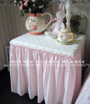 Pink plaid pleated edge Cubic parquet bed head cabinet lid cloth square table cloth table cloth customizable