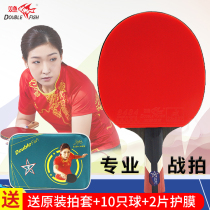 Double-fish table tennis racket Single-beat offensive-type beginner primary school elementary school student 23-1 Stars ping-pong racket flat and straight