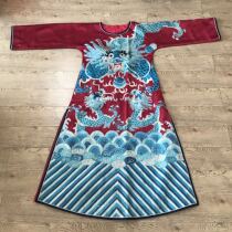 Cloud decoration totem 2021 original ethnic style womens hand-embroidered three dragons play beads casual long horse clip robe