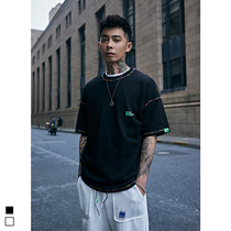 Furnace summer new American trend color Ming line short sleeve T-shirt mens loose T-shirt round neck print tee