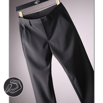 Heavy recommended plus velvet warm silky anti-wrinkle four-sided bullets autumn and winter mens business straight casual pants Joker trousers