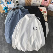 ins tide Net Red couple plus fat large size long sleeve shirt female spring autumn Hong Kong wind niche design fat mm shirt