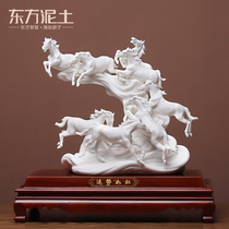 Oriental clay Master Cai Guohai hand-signed limited ceramic horse collection work Fortune Like a Rainbow ornament