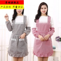 Style Korean lotus leaf apron kitchen side Cotton cute waterproof temperament female vest Princess household Lady long sleeve