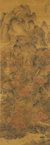Yuan-four Wang Mengguan Shanxiao Temple Thu Silk Landscapes National Landscape Painting Art Micro-Spray Imitation Ancient Painting Reproduction Painting