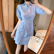 French dress design sense niche 2021 new summer polo slim shirt skirt female summer temperament skirt