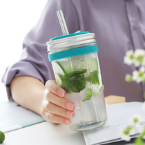 kilner cup glass sippy cup female summer high-value large-capacity juice with stainless steel straw water Cup