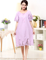 Spring and summer new girls ladies cotton classic computer embroidery loose Korean Princess nightgown pajamas home clothes