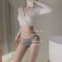 Rich Dragon Day Ensemble Pure Mistress Lace Sexy Hollowed-out Fine Strap Low Waist Comfort Pure Cotton Crotch Pants Woman