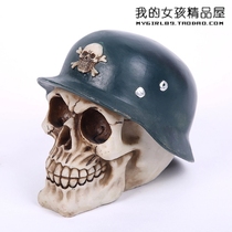 Horror model props ghost festival decorations set up savings pot resin home ornaments steel helmet skull