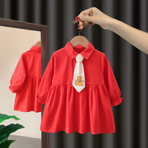 Girls dress 2021 new spring and autumn childrens foreign style princess skirt long sleeve childrens clothing autumn