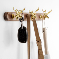 Hook hanger behind the door without punching bedroom bathroom wall wall long load-bearing coat hook brass light luxury