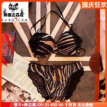 Korean spot womens autumn front buckle back underwear bra set sexy gathering lace thin cup bra