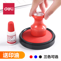 Dei 9863 ink pad Red printing table Large Print box quick-drying round printing oil press handprint small black atomic seal oil quick-drying seal blue square Indonesia Financial Office baby