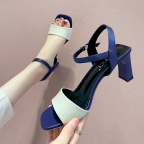 Sandals female 2021 new summer Joker thick heel fashion Roman fat foot wide word with mother high heels