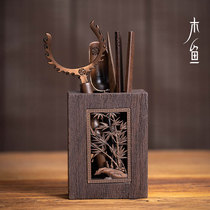 Wooden fish ebony bronze tea ceremony six gentlemen tea clip tea spoon tea holder tea needle ancient rhyme kung fu tea set accessories