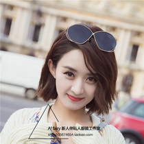 2020 new sun glasses Zhao Liying sunglasses female big frame thin metal hollow plain glasses personality tide